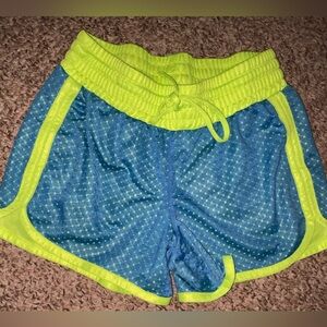 Xersion Athletic Shorts, XS, blue & neon yellow